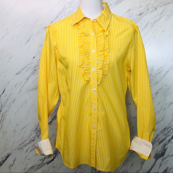 yellow striped button down